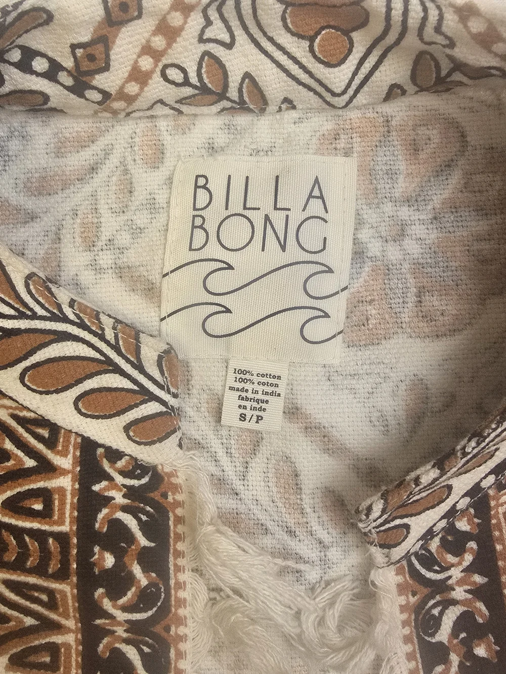 Billabong Brown and Cream Boho Tassel Knit Cardigan